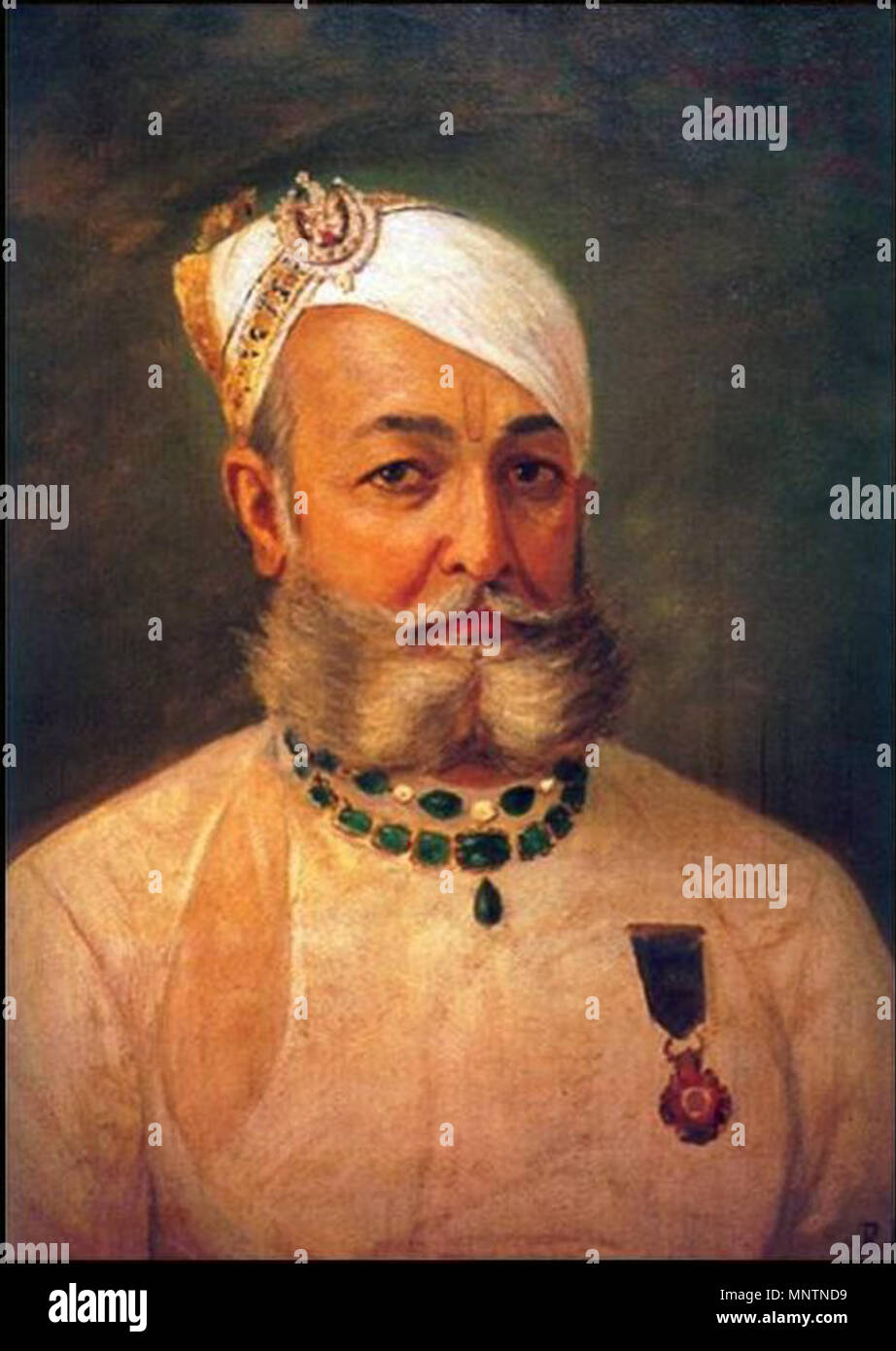 Anglais : Rai Pannalal Mehta മലയാളം റായ് പന്നാലാൽ മേത്ത : . Anglais : Portrait de la Rai Pannalal Mehta, Dewan d'Udaipur State മലയാളം റായ് പന്നാലാൽ മേത്തയുടെ ഛായാചിത്രം : . Date inconnue. 1040 Raja Ravi Varma, Rai Pannalal Mehta Banque D'Images