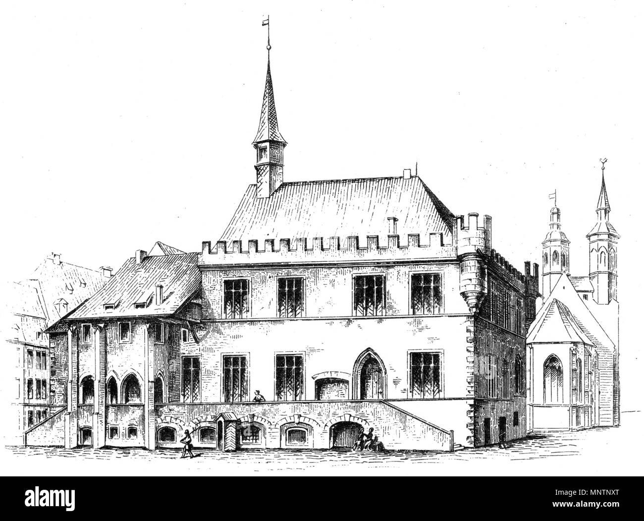 . Deutsch : Altes Rathaus à Göttingen, Südniedersachsen, Mischtechnik von H. W. H. Mithoff 1869. Original-Bildunterschrift : 'Rathhaus à Göttingen" . 23 mai 2014, 12:27:33. Hector Wilhelm Heinrich Mithoff Mithoff Goettingen Rathaus 1043 Banque D'Images