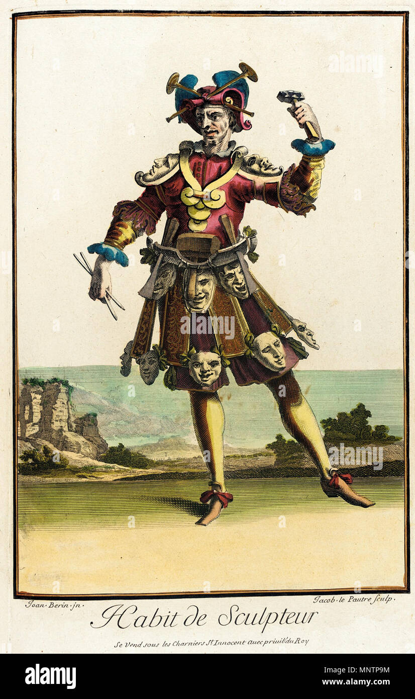Recueil des modes de la cour de France, 'habitude de Sculpteur' . Français : France, Paris, vers 1682, lié 1703-1704 imprime à la main, gravure sur feuille de papier : 14 3/8 x 9 3/8 in. (36,51 x 23,81 cm) ; Composition : 12 x 7 1/2 in. (30,48 x 19,05 cm) acheté avec des fonds fournis par l'Eli et Edythe L. générale solide, M. et Mme H. Tony Oppenheimer, M. et Mme Reed Oppenheimer, Hal Oppenheimer, Alice et Nahum Lainer, M. et Mme Gerald Oppenheimer, Ricki et Marvin Ring, M. et Mme David Sydorick, le Costume de financer, et membre du Conseil du costume (M2002.57.133) Costume et Banque D'Images