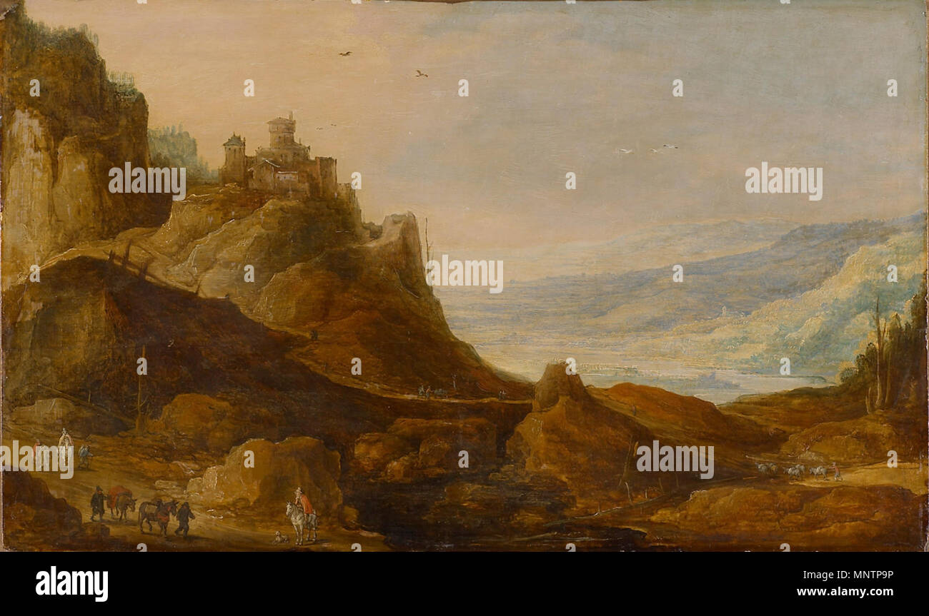 Anglais : paysage de montagne avec un château Deutsch : Gebirgslandschaft mit Burg vers 1600/1610. 737 Joos de Momper (II) et Jan Brueghel (I) - paysage de montagne avec un château Banque D'Images