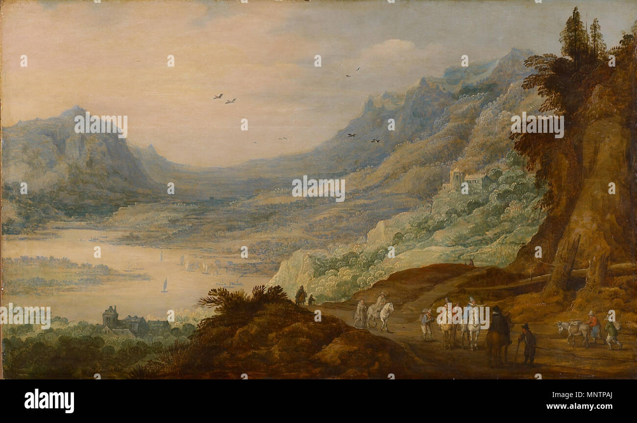 Anglais : Mountain Landscape with river valley Deutsch : Gebirgslandschaft mit Flußtal vers 1600/1610. 737 Joos de Momper (II) et Jan Brueghel (I) - paysage de montagne avec river valley Banque D'Images