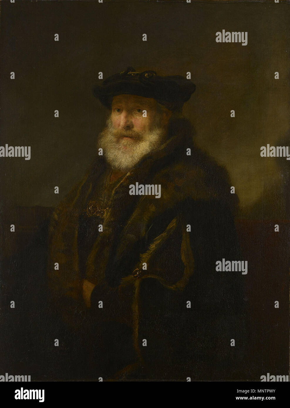 Anglais : un rabbin dans un manteau de fourrure . Cet objet est classé dans  RKDimages, base de données de l'Institut néerlandais pour l'histoire de  l'Art, sous la référence 282841. Čeština