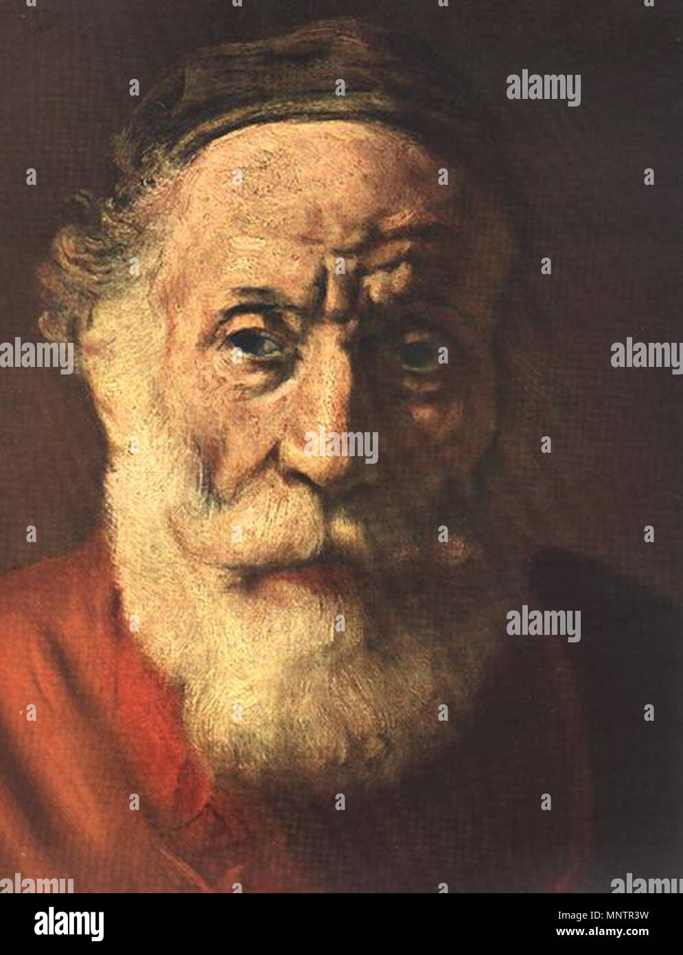 Portrait d'un vieil homme en rouge (détail) entre 1652 et 1654. 1049 Rembrandt - Portrait d'un vieil homme en rouge (détail) - WGA19183 Banque D'Images