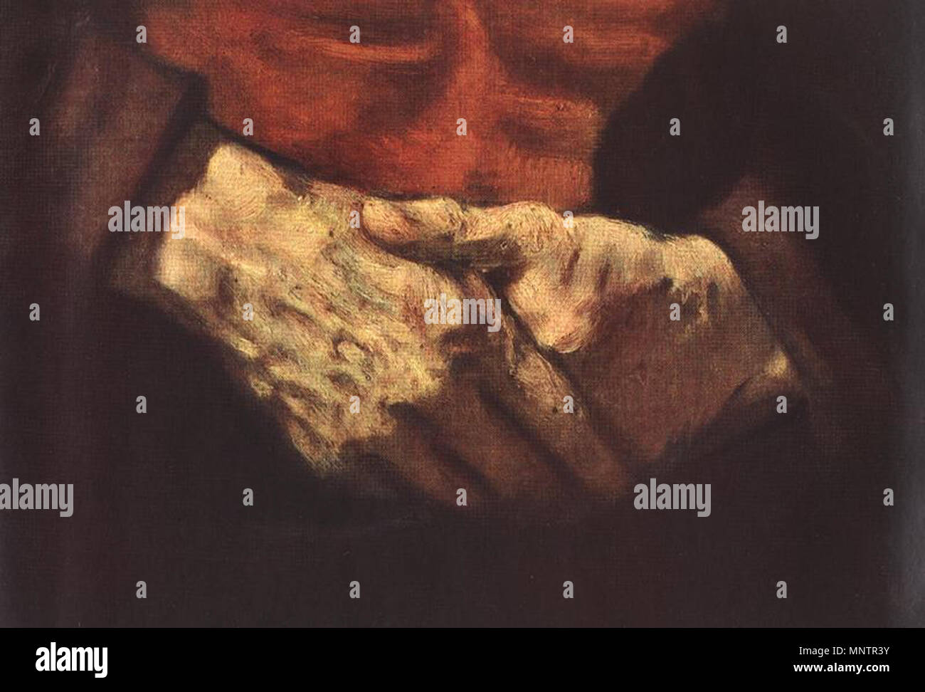 Portrait d'un vieil homme en rouge (détail) entre 1652 et 1654. 1049 Rembrandt - Portrait d'un vieil homme en rouge (détail) - WGA19184 Banque D'Images