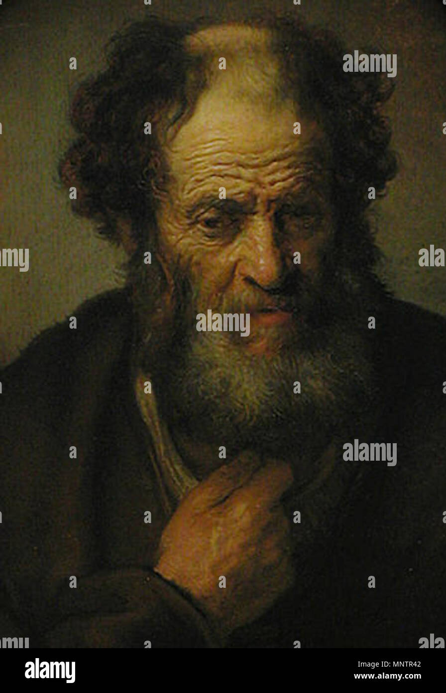 Anglais : Vieil Homme (recadrage de photo ovale sculpté y compris cadre) . Cet objet est classé dans RKDimages, base de données de l'Institut néerlandais pour l'histoire de l'Art, sous la référence 232215. Čeština | English | français | македонски | Nederlands |  +/- base de données JOCONDE : entrée 000PE008563 . 163...3 ou 8. 1049 Rembrandt - Portrait d'un vieil homme avec une barbe - INV 1748 Banque D'Images