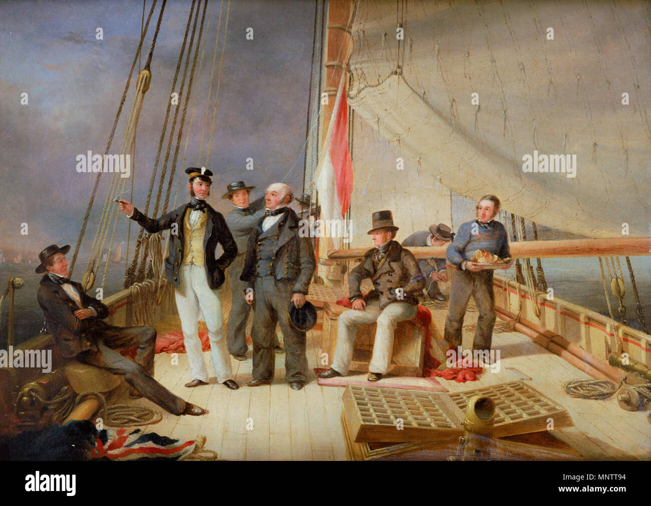 Anglais : à bord du yacht "Alarme" vers 1842-51. 942 Alarme à bord du yacht Banque D'Images