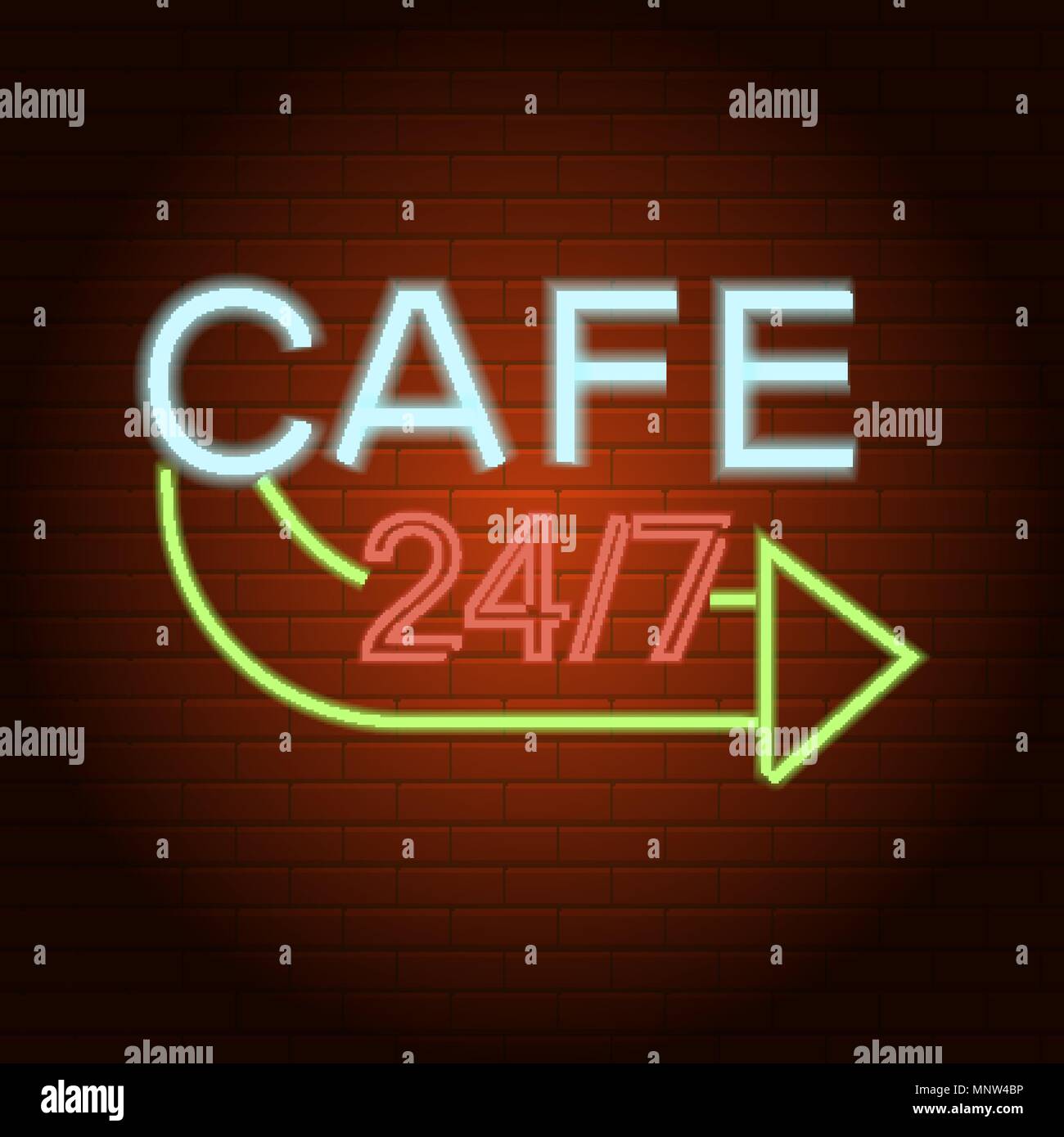 Logo Cafe neon light, l'icône de style réaliste Illustration de Vecteur