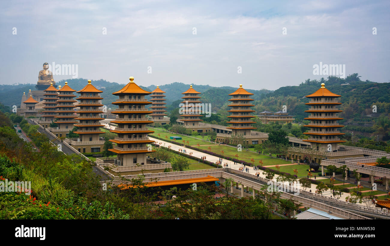 Vue panoramique de Fo Guang Shan Buddha memorial center Kaohsiung Taiwan Banque D'Images