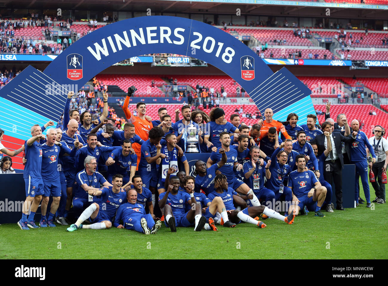 Londres, Royaume-Uni, 19 mai 2018. Chelsea célébrer après avoir remporté la finale de la FA Cup match entre Chelsea et Manchester United au stade de Wembley, le 19 mai 2018 à Londres, en Angleterre. (Photo prise par Paul Chesterton/phcimages.com) : PHC Crédit Images/Alamy Live News Banque D'Images