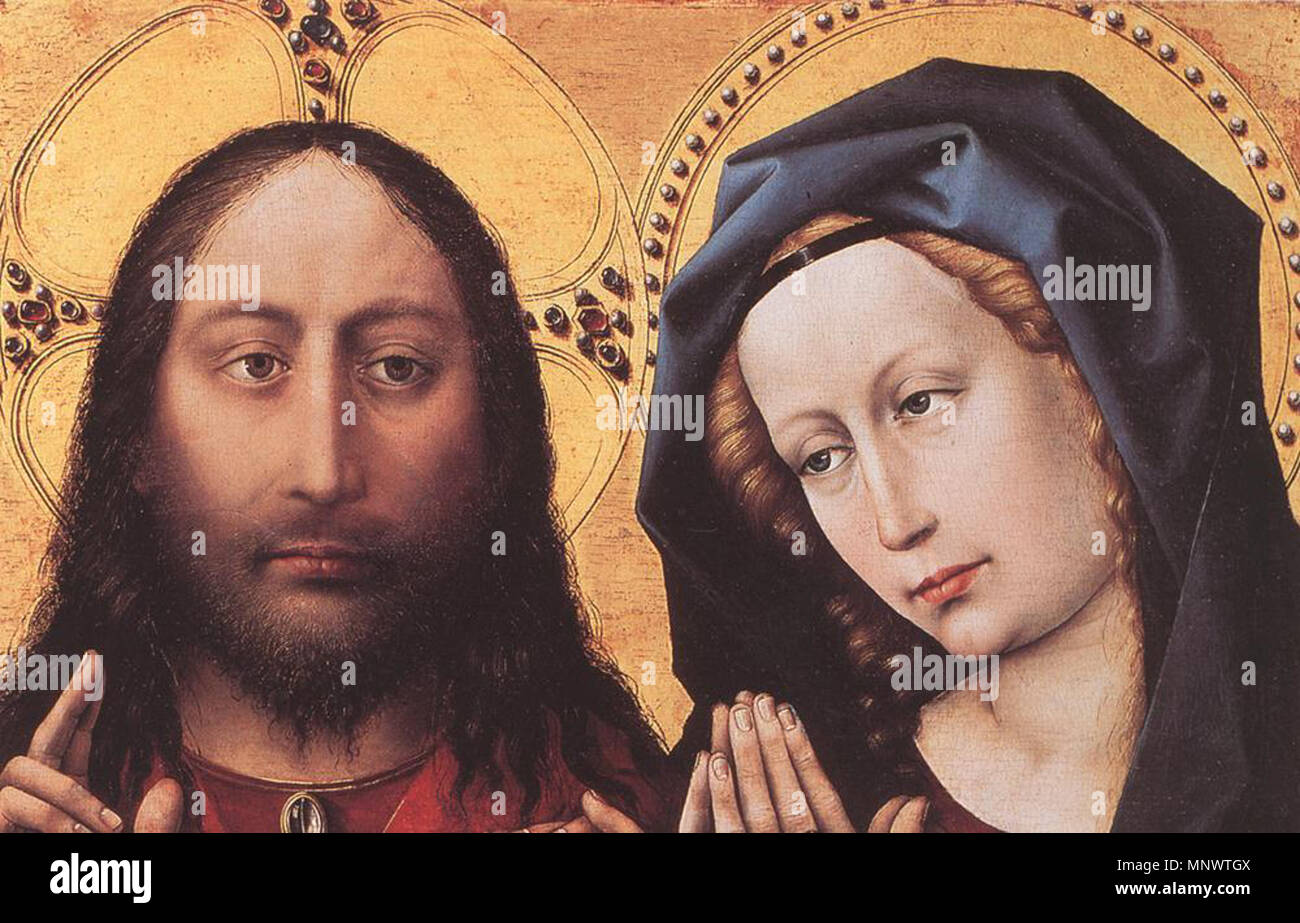 Anglais : Bénédiction Christ priant et vierge vers 1424. Robert 1067 - BÉNÉDICTION Campin et Christ priant Virgin - WGA14390 Banque D'Images
