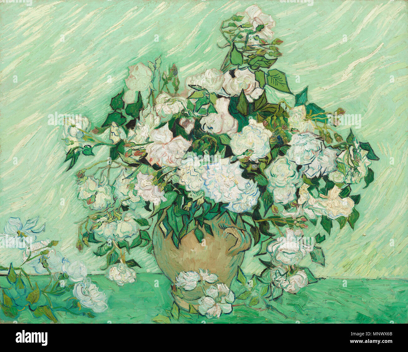 Peinture ; huile sur toile ; Total : 71 x 90 cm (27 15/16 x 35 7/16 po.) ; Anglais : Roses 1890. 1073 Roses - Vincent van Gogh Banque D'Images