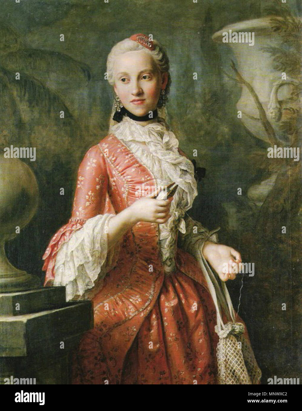 Portrait de Maria Kunigunde de Saxe (1740-1826), Abbesse de Thorn et Essen, fille d'Auguste III de Pologne vers 1755. 1074 par Kunigunde Rotari Banque D'Images