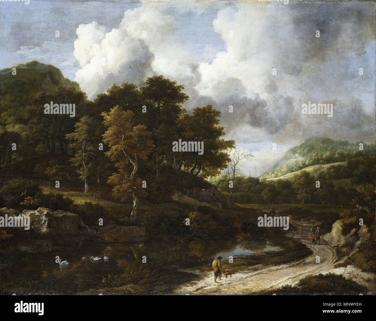 Un paysage boisé 1661/1664. 1078 Jacob van Ruisdael - un paysage boisé (années 1660) Banque D'Images