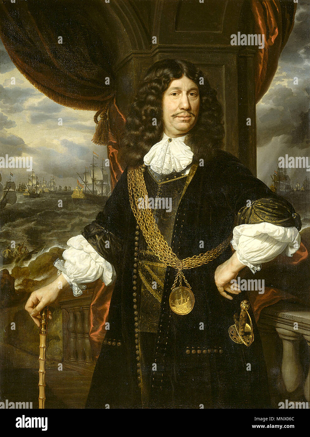 Portrait de Mattheus van den Broucke (1620-85), gouverneur des Indes, avec la chaîne d'or et la médaille qui lui a été présenté par la Dutch East India Company en 1670 entre 1670 et 1678. 1081 S. van Hoogstraten Portrait de Matheus van den Broucke Banque D'Images