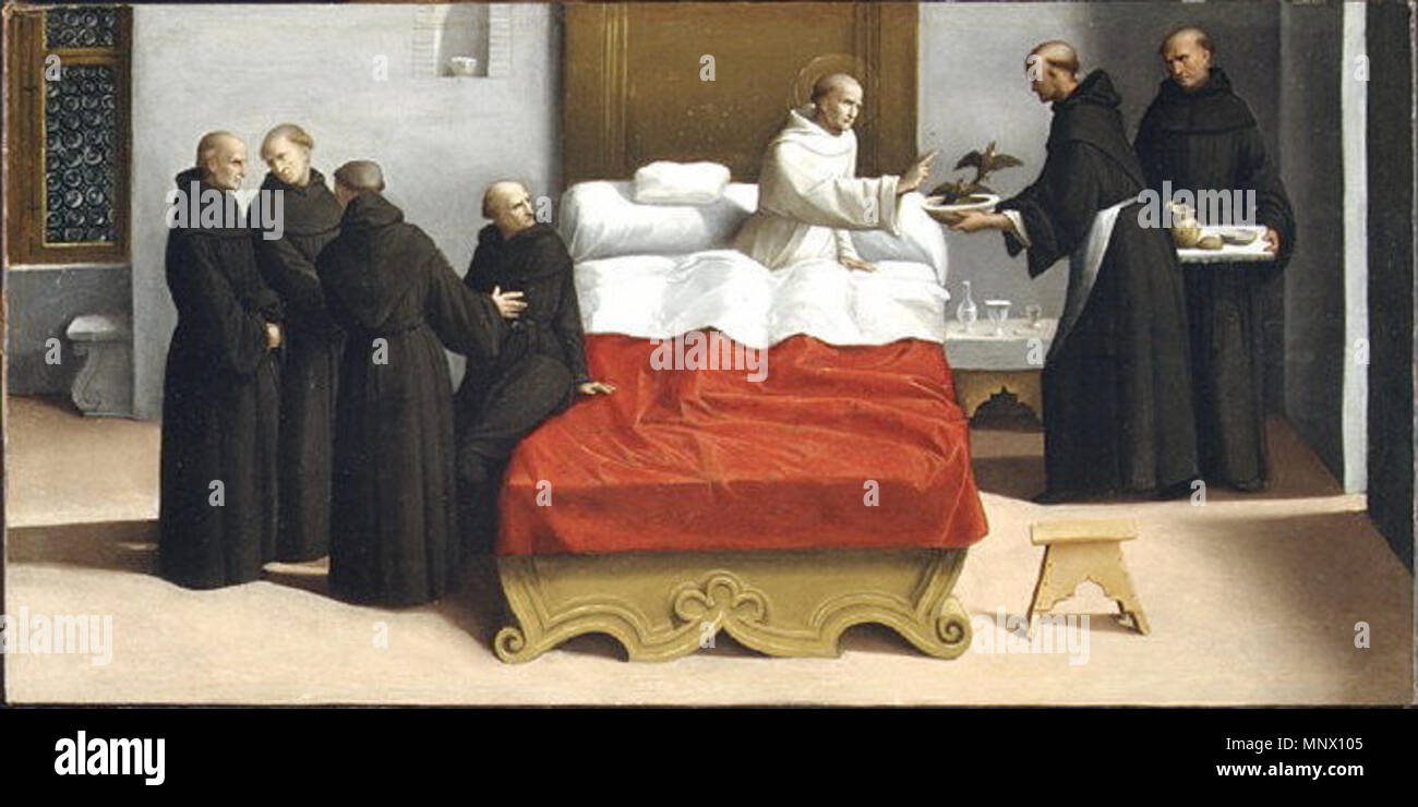 Saint Nicolas de Tolentino ravivant les oiseaux vers 1530. 1085 Saint Nicolas de Tolentino ravivant les oiseaux par Benvenuto Tisi da Garofalo Banque D'Images