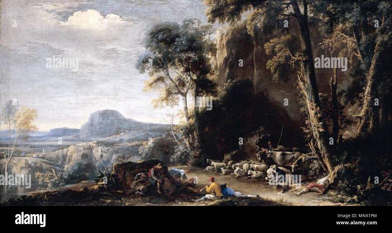 Paysage boisé vers 1650. 1088 Salvator Rosa - Paysage - 29204-WGA Banque D'Images