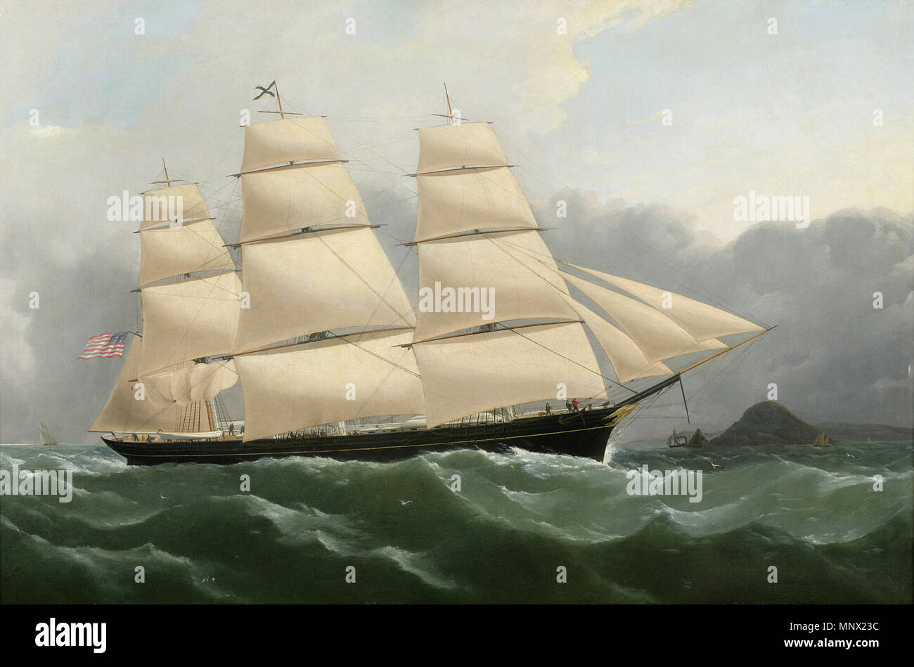 1089 Samuel Walters - le défi "Clipper" arrivant au large de la côte de l'Angleterre Banque D'Images