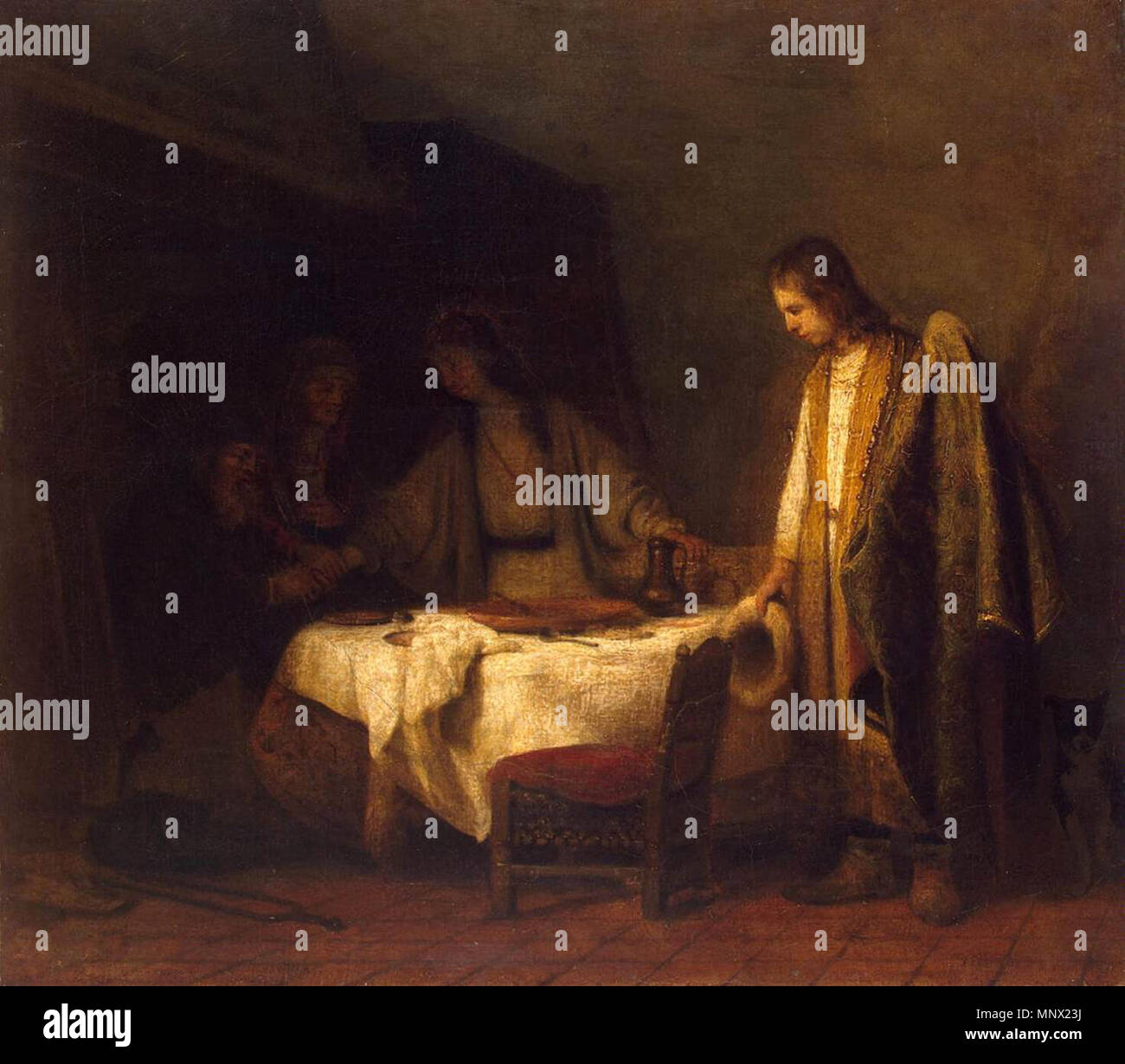 Tobias's adieu à ses parents, seconde moitié du 17ème siècle. 1089 Samuel van Hoogstraten - Tobias's adieu à ses parents - WGA11727 Banque D'Images