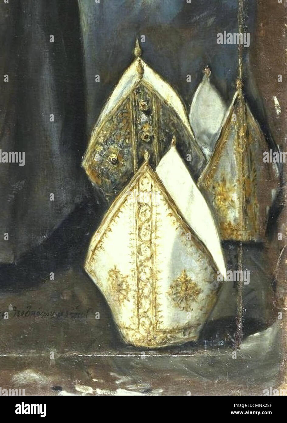 San Bernardino de Sienne (détail) . Español : La obra représenta un San Bernardino de Sienne (1380-1444), fraile franciscano y también misionero. . 1603. 1090 San Bernardino, de El Greco (Détail 1) Banque D'Images