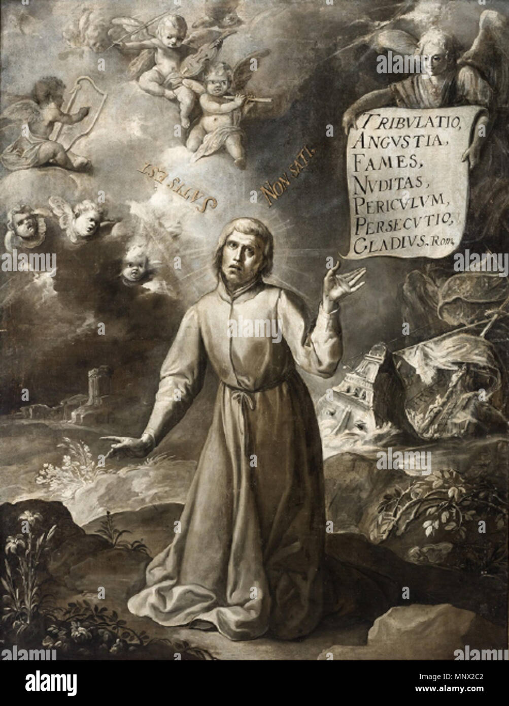 San Francisco Javier arrodillado . Español : La obra représen al religioso jesuita San Francisco Javier (1506-1552). . Vers 1620. 1090 San Francisco Javier arrodillado, de Francisco de Herrera el Viejo (Museo de Bellas Artes de Sevilla) Banque D'Images