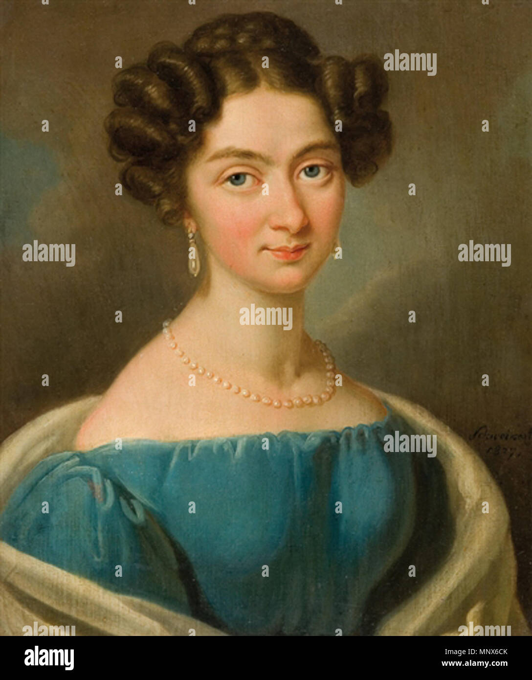 . Anglais : dame en robe bleue. Huile sur toile, 35 x 28 cm. 1827. Karl Gottlieb Schweikart (1772-1855), peintre de la Description Date de naissance/Décès 28 Février 1772 16 avril 1855 Lieu de naissance/décès Ludwigsburg Tarnopol lieu d'Autriche, l'Ukraine le contrôle d'autorité : Q4521601 : 96234877 VIAF ULAN : 500077878 GND : 101230521X 1106 Schweikart-Lady en robe bleue Banque D'Images