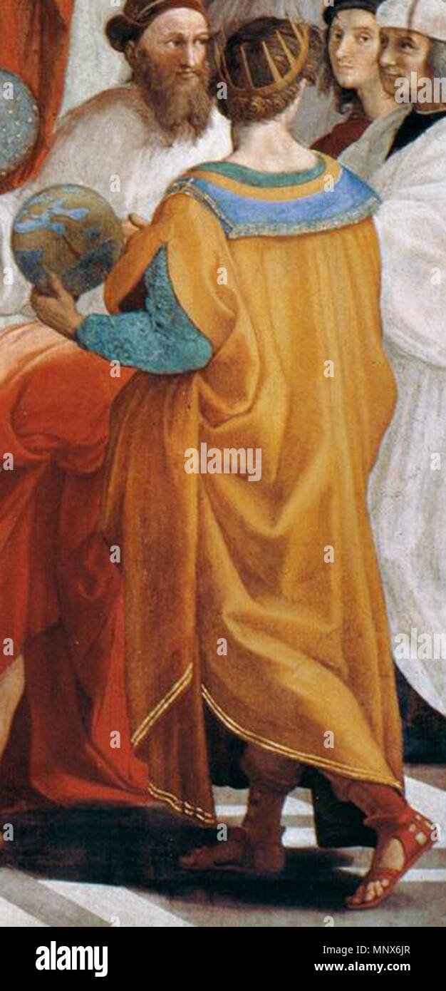 . L'École d'Athènes Fresco, largeur à la base 770 cm Stanza della Segnatura, Palazzi Pontifici, Cité du Vatican . 1509. Voir le fichier ou la catégorie 1107 Scuola di atene 25 Banque D'Images