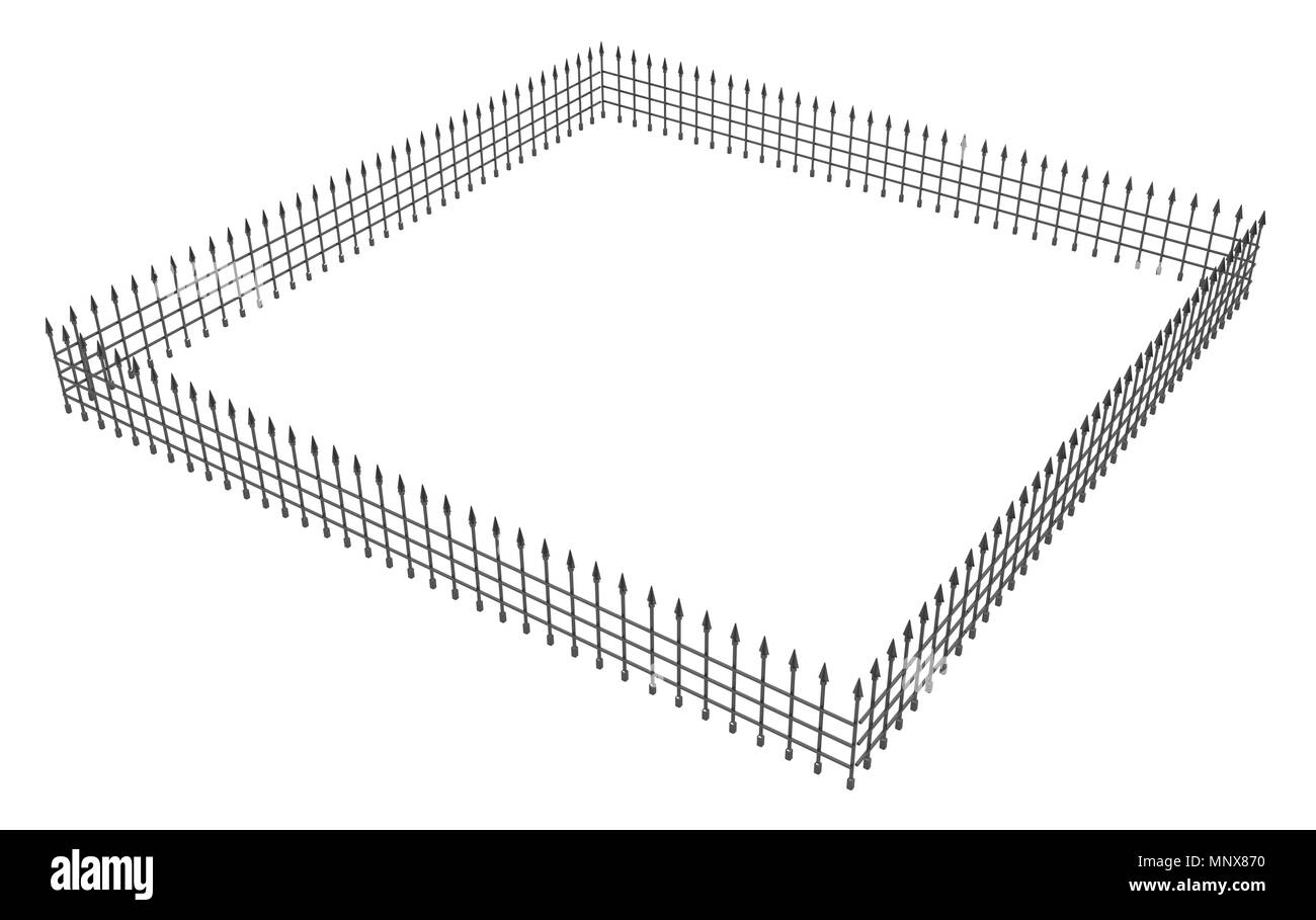 Modèle 3d carrés clôture isolé sur fond blanc Banque D'Images