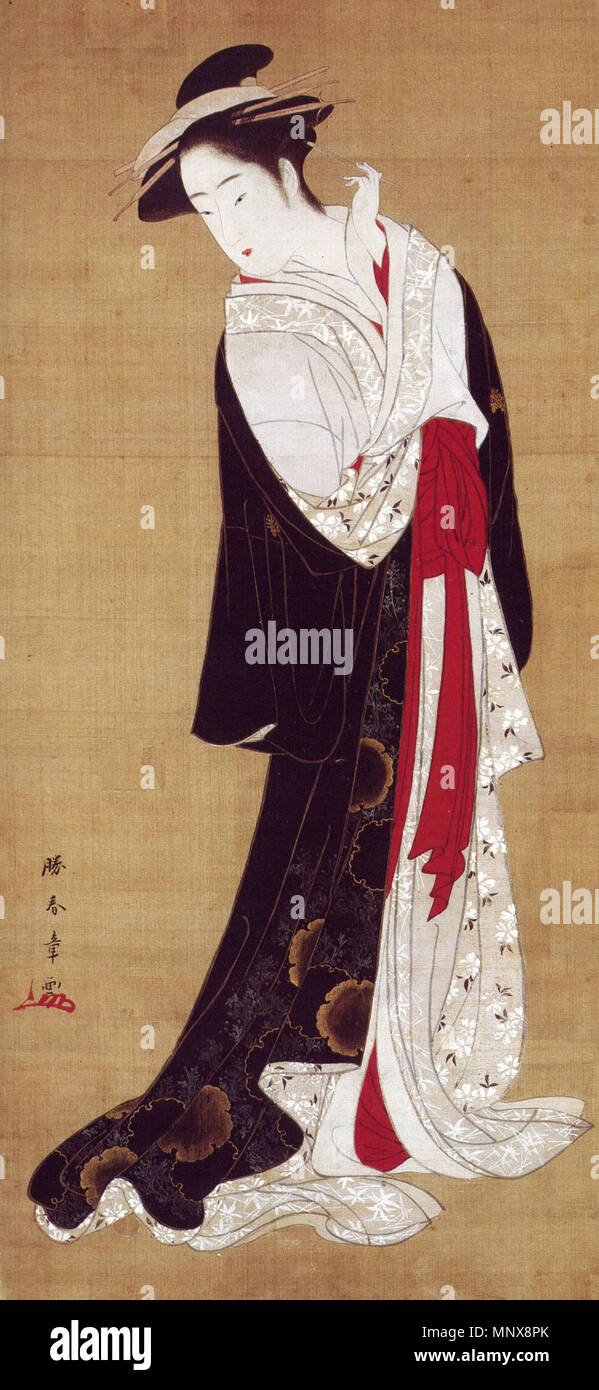 . Katsukawa Shunsho : Anglais Date : beauté, 1780-90, 55x26 cm . 1790. Shunsho Katsukawa SHUNSHO (1726-1792) 1116-Bijin Banque D'Images