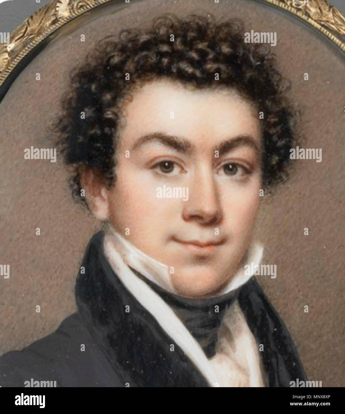 . Anglais : Titre : Sidney Augustus Holly ID : 41,226 Artiste : Nathaniel Rogers (1788-1844) Date:ca. 1830 Portrait de Sidney Augustus Holly (1802-1842), beau-fils d'Alexander Hamilton. Mèche de cheveux bruns sous verre, au verso. miniature (peinture), ivoire, aquarelle (peinture) Hauteur : 3 in. Largeur : 2 1/2 po . 1er janvier 1830. Nathaniel Rogers (1788-1844) 1117 Sidney Augustus miniature Holly Banque D'Images