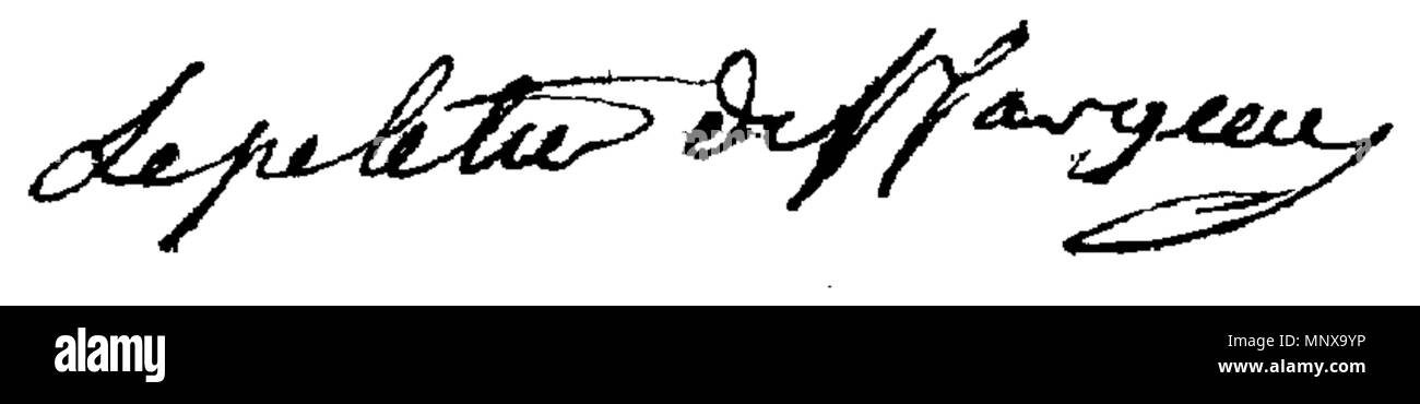 . Anglais : signature de Lepeletier de St Fargeau en 1789 . 23 janvier 1789. Lepeletier de Saint Fargeau ; numérisation Nicole Baudard de Fontaine, l'indexation et extrait G. Rebmann Signature 1120 Lepeletier de St Fargeau Banque D'Images