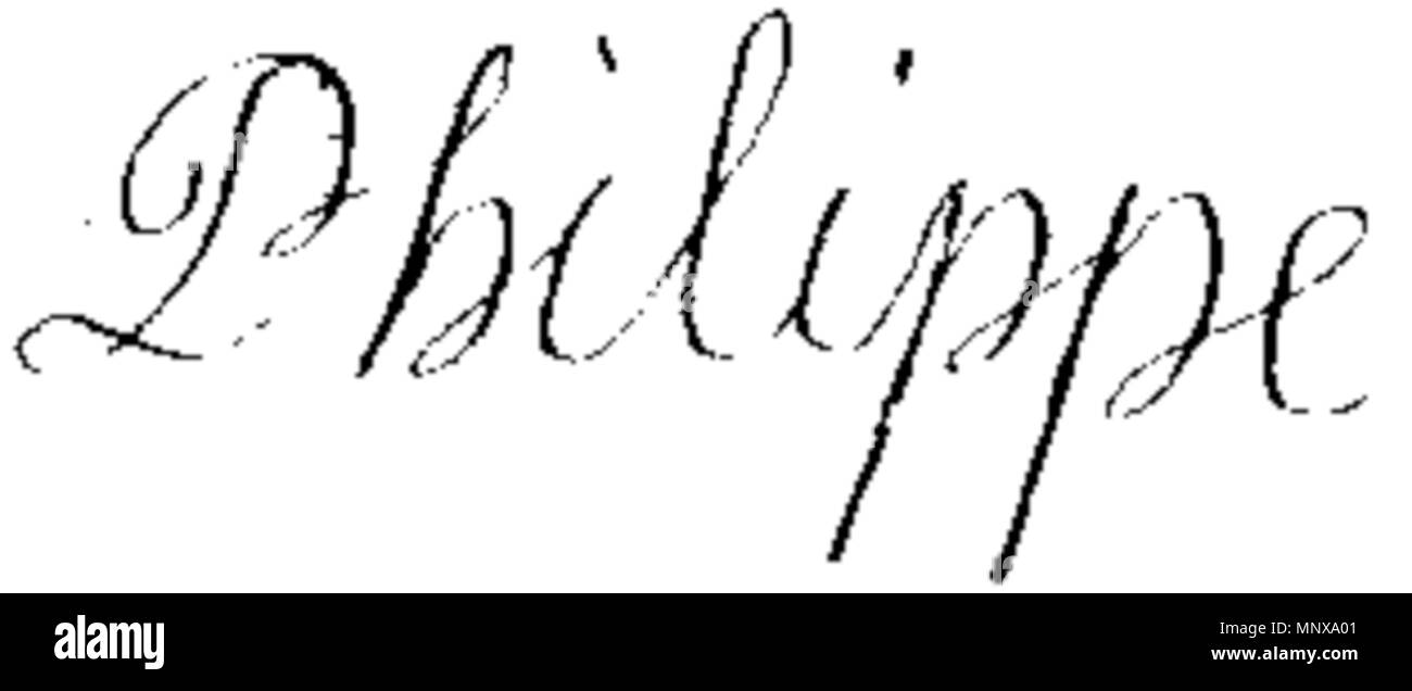 . Anglais : Signature de Philippe de France, Duc d'Anjou (futur roi d'Espagne) en 1695 . 1695. Prince de France 1120 Signature de Philippe de France, Duc d'Anjou (futur roi d'Espagne) en 1695 Banque D'Images