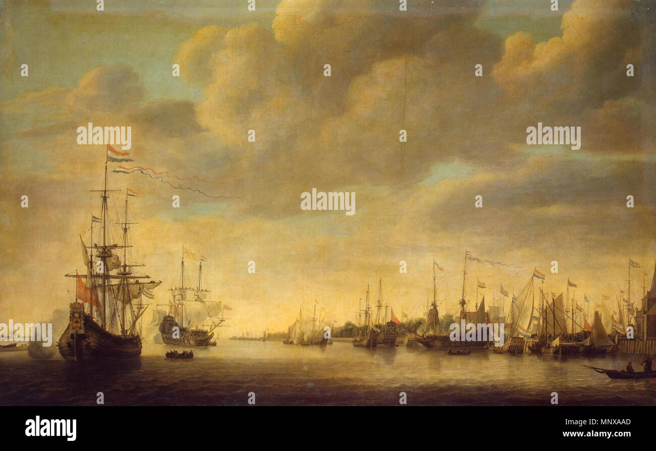 L'arrivée de Guillaume d'Orange à Rotterdam . L'arrivée de Guillaume d'Orange à Rotterdam . 1642. 1121 Simon de Vlieger - arrivée de Guillaume d'Orange Banque D'Images