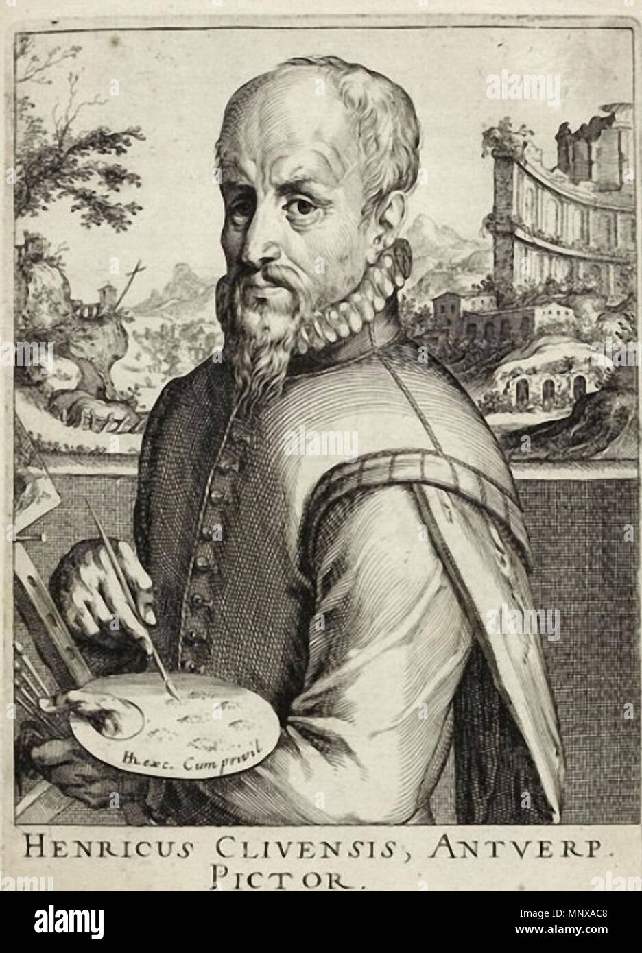 . Anglais : gravure portrait d'Hendrick van Cleve III, publié par publié par Hendrick Hondius I. . vers 1610. 1121 Simon Frisius Hendrick van Cleve III Banque D'Images