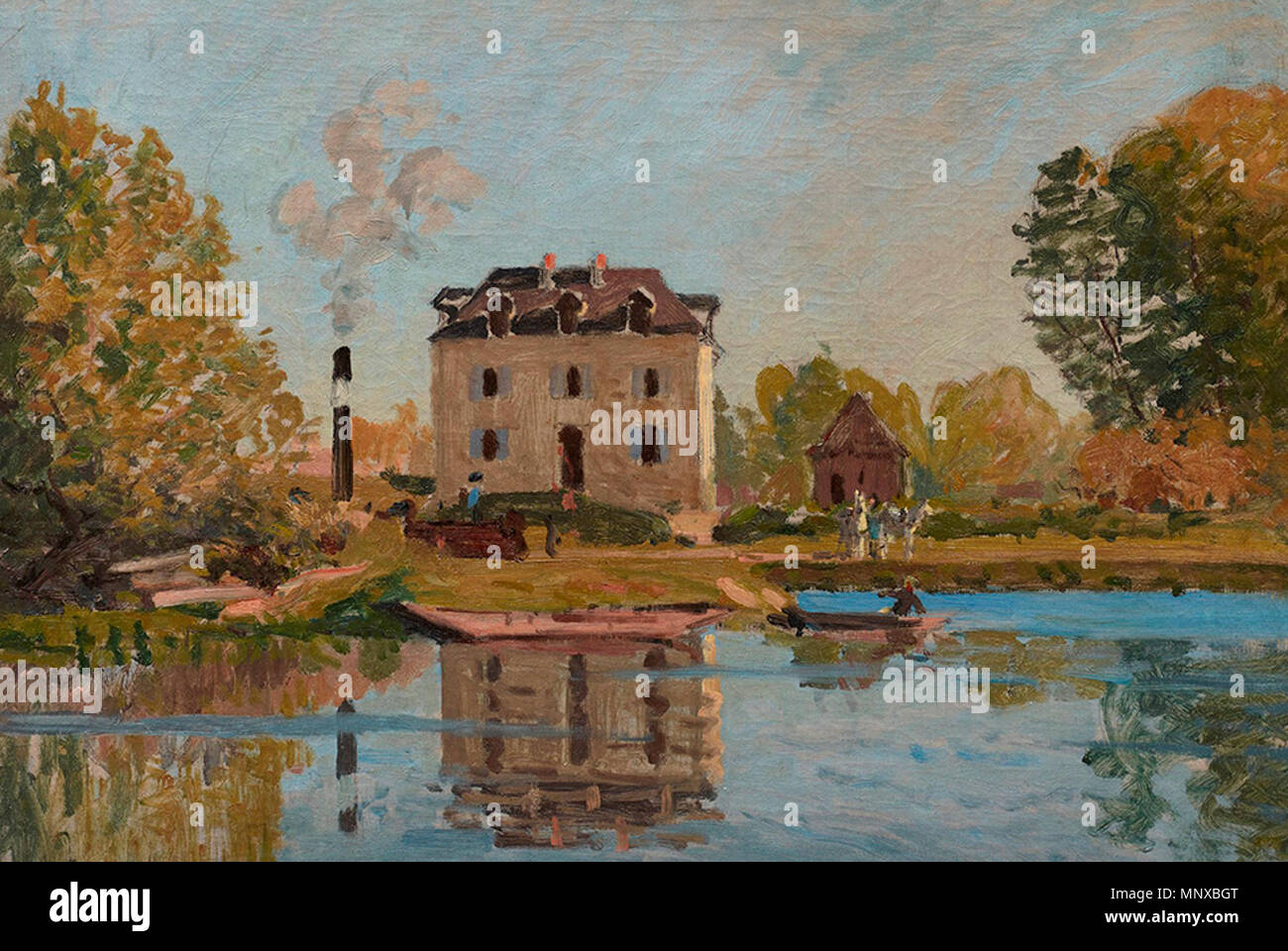 L'inondation, rives de la Seine, Bougival English : Usine sur les bords de la Seine, Bougival et La Fabrique pendant l'inondation de 1873. 1126 Usine de Sisley Banque D'Images L'inondation, rives de la Seine, Bougival English : Usine sur les bords de la Seine, Bougival et La Fabrique pendant l'inondation de 1873. 1126 Usine de Sisley Banque D'Images