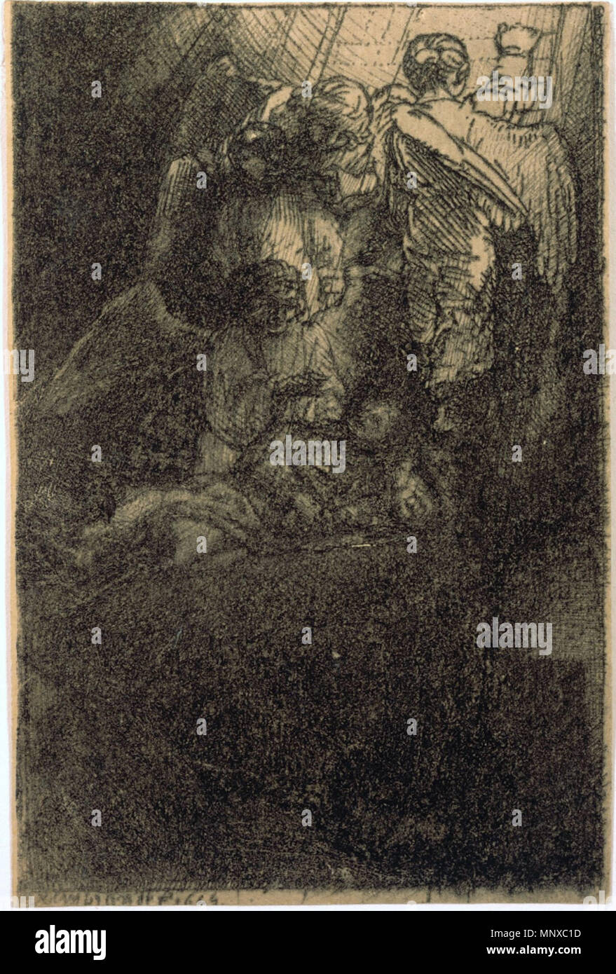 L'échelle de Jacob. Partie de la série quatre illustrations pour un livre d'espagnol. 1655. 1052 Rembrandt van Rijn - l'échelle de Jacob Banque D'Images