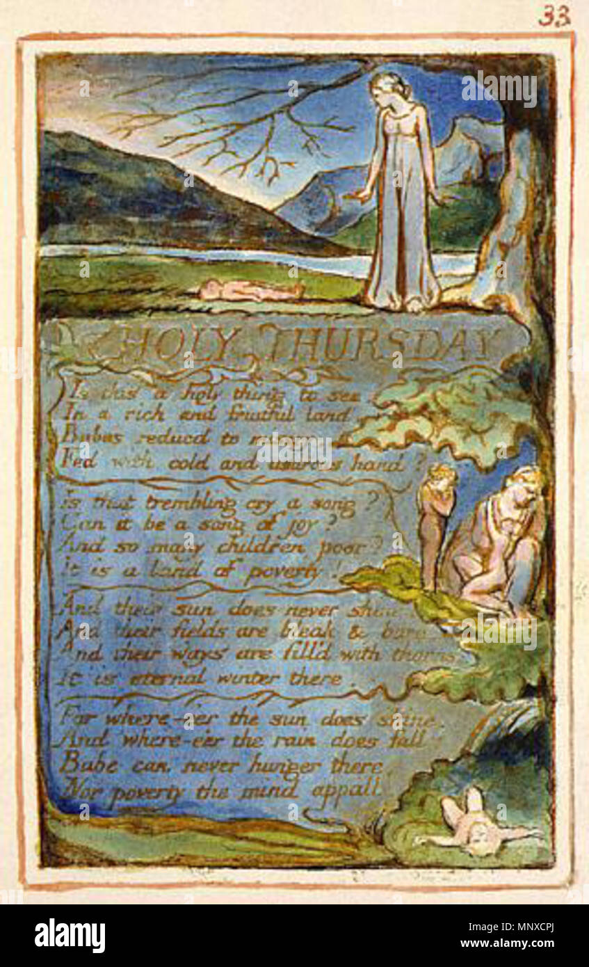 . Anglais : chants d'innocence et d'expérience, AA, 1826 (copie du Fitzwilliam Museum) 33 objet Jeudi Saint . 5 février 2014, 13:32:57. William Blake (1757-1827) Noms alternatifs W. Blake ; Uil'iam Bleik Description La peintre, poète, écrivain, théologien, collectionneur et graveur Date de naissance/décès 28 Novembre 1757 12 août 1827 Lieu de naissance/décès Broadwick Street London Charing Cross lieu de travail contrôle d'autorité : Q41513 : VIAF 54144439 ISNI : 0000 0001 2096 135X ULAN : 500012489 RCAC : n78095331 NLA : 35019221 Ce WorldCat est un fidèle photographic reproductio Banque D'Images