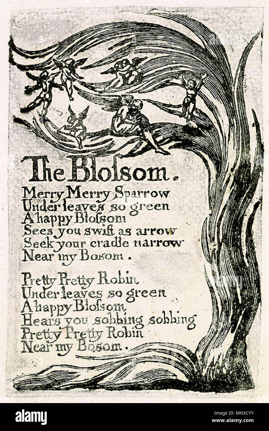 . Anglais : chants d'Innocence, copier, U 1789 (The Houghton Library) 8 Objet Le Blossom . 25 janvier 2014, 18:46:56. William Blake (1757-1827) Noms alternatifs W. Blake ; Uil'iam Bleik Description La peintre, poète, écrivain, théologien, collectionneur et graveur Date de naissance/décès 28 Novembre 1757 12 août 1827 Lieu de naissance/décès Broadwick Street London Charing Cross lieu de travail contrôle d'autorité : Q41513 : VIAF 54144439 ISNI : 0000 0001 2096 135X ULAN : 500012489 RCAC : n78095331 NLA : 35019221 Catégorie WorldCat:William Blake c'est un fidèle photographic reproductio Banque D'Images