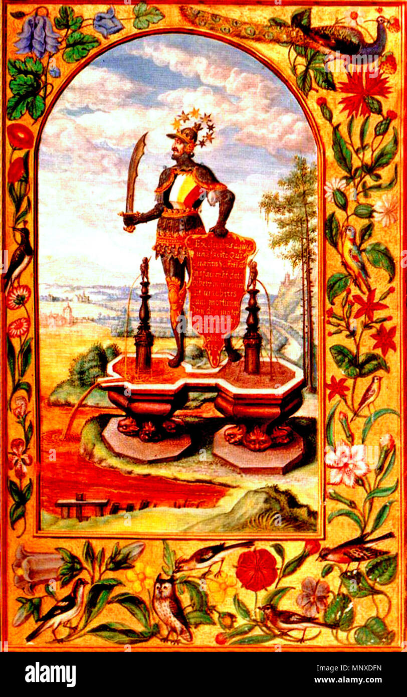 . Ce fichier n'a pas de description, et peut être n'ont pas d'autres informations. Veuillez fournir une description explicite de ce fichier. . Entre 1532 et 1535. Splendor Solis 1135 Splendor Solis 03 knight sur double fontaine Banque D'Images