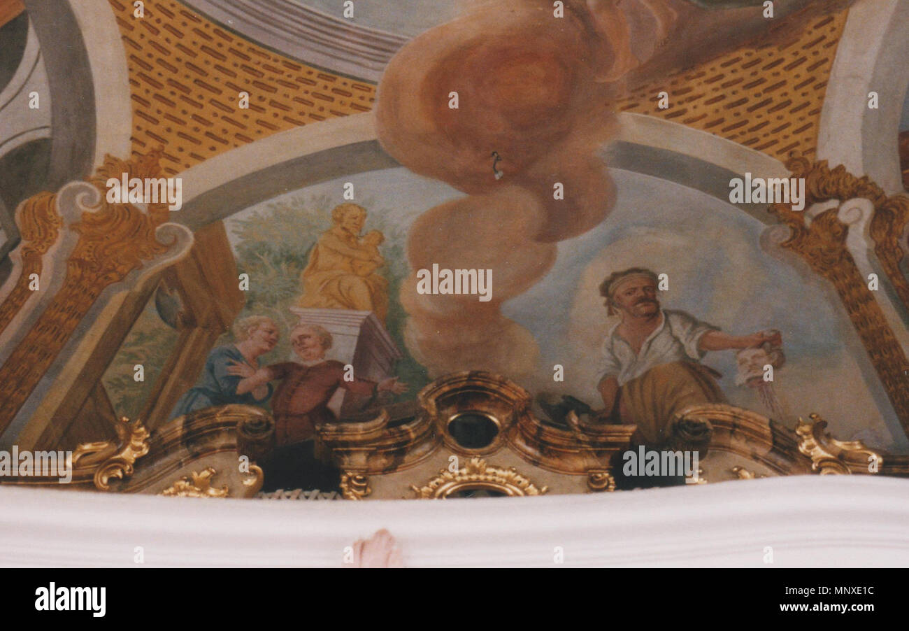 . Saint Blasius (Engetried Deckenfresko -) - St.-Blasius-Zyklus : Blasius wird enthauptet (1757) . 5 août 1999. Anton Joseph Walch (1712-1773), photographié par Hermetiker Engetried 1137 St. Blasius (07) Fresko Banque D'Images