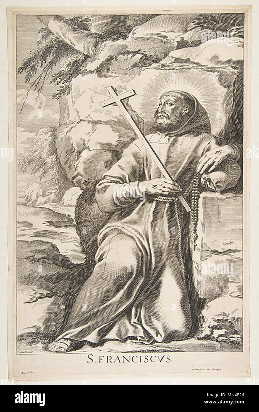 . Anglais : Saint François par Gilles Rousselet, après Laurent de la Hyre (français, Paris 1606-Paris 1656) Gravure, feuille : 14 7/8 x 9 1/2 in. (37,8 x 24,2 cm) - The Metropolitan Museum of Art, New York . 31 juillet 2013, 17:07:10. Rousselet Gilles 1137 Saint François par Russelet Gilles Banque D'Images