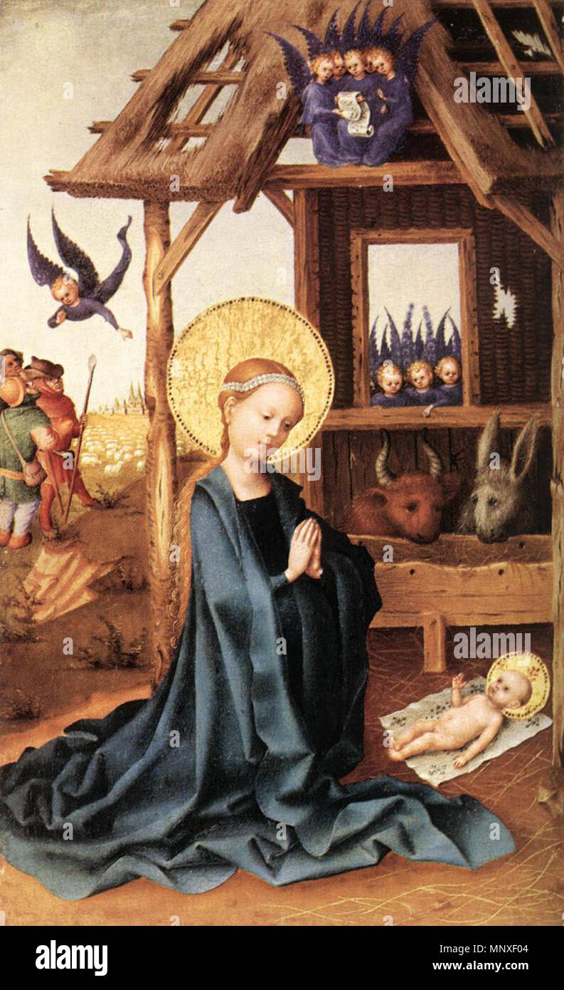 L'Adoration de l'Enfant Jésus 1445. 1142 Stefan Lochner - adoration de l'Enfant Jésus - WGA13343 Banque D'Images