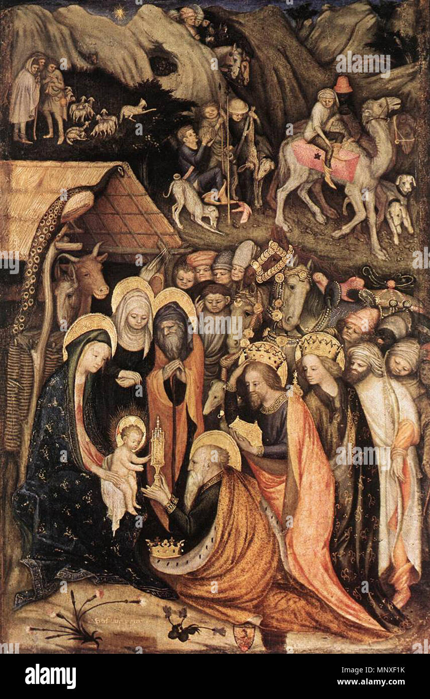 L'Adoration des Mages 1435. 1142 Stefano da Verona, adorazione dei magi, 1435, 47x72 cm, Milan, Pinacoteca di Brera Banque D'Images