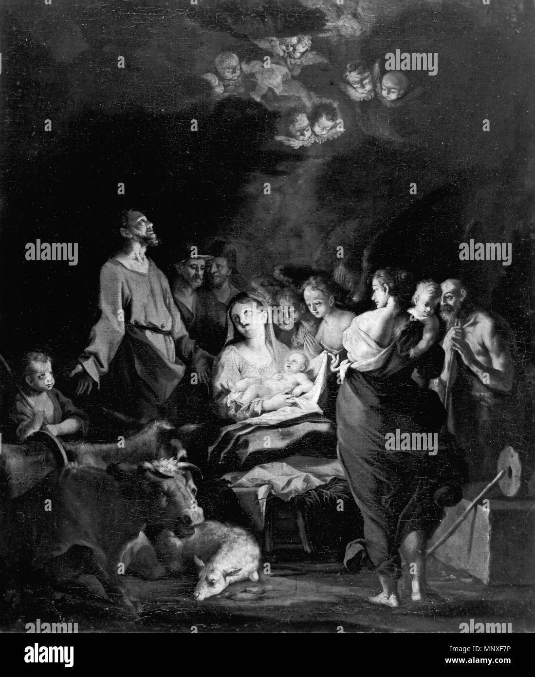 Stella (allemand, 1680-1748). 'L'Adoration des bergers", ca. 1700-1748. huile sur toile. Walters Art Museum (37,1045) : acquis par Henry Walters avec la Collection, 1902. Massarenti 37,1045 1143 Stella - l'Adoration des bergers - Walters 371045 Banque D'Images