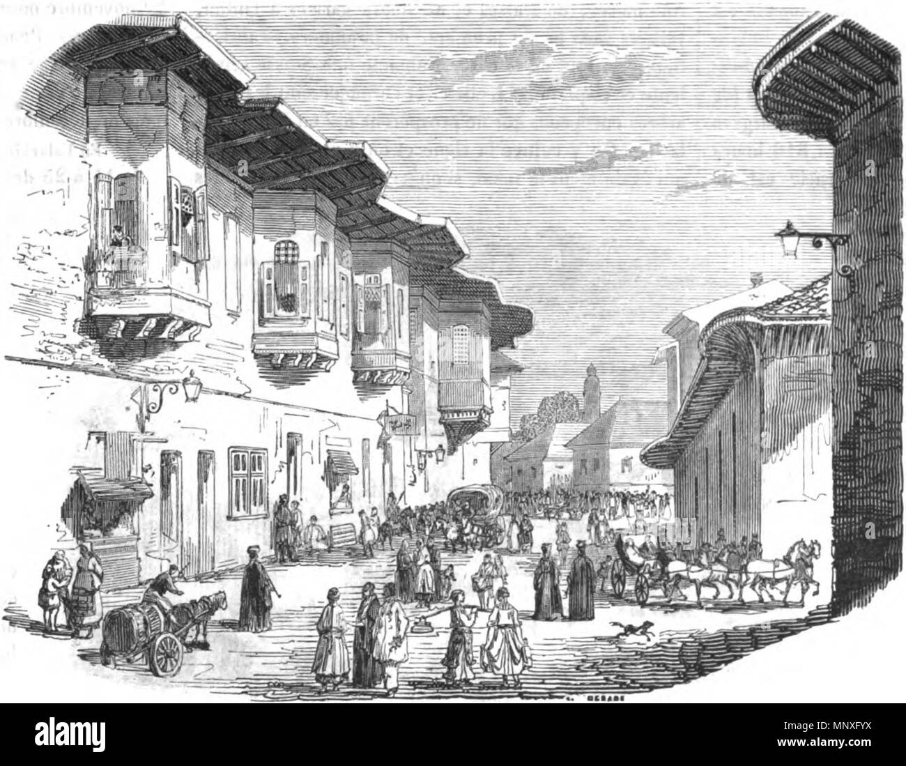 . Anglais : Rue de Bucarest, 1841. Oriels sur l'immeuble à gauche. 1841. Charles Doussault (1814-1880) peintre français Description Date de naissance/décès 1814 1880 Lieu de naissance Fougères lieu de travail Français : France, Roumanie contrôle d'autorité : Q18508027 : 96445055 VIAF ULAN : 500102850 RKD : 24036 1147 rue de Bucarest, 1841 Banque D'Images