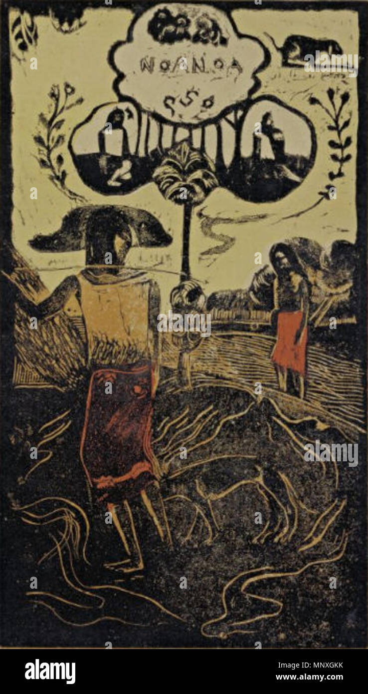 Noa Noa . Partie de la série de Noa Noa, 10 gravures sur bois tirées par Paul Gauguin après son premier voyage à Tahiti. Ils illustrent un livre du même nom. (Livre - [[:catégorie:Noa Noa Suite|gravure]] - Wikipedia (Allemand)) . . 1893 ou 1894. Suite 1150 - Noa Noa Noa Noa Banque D'Images