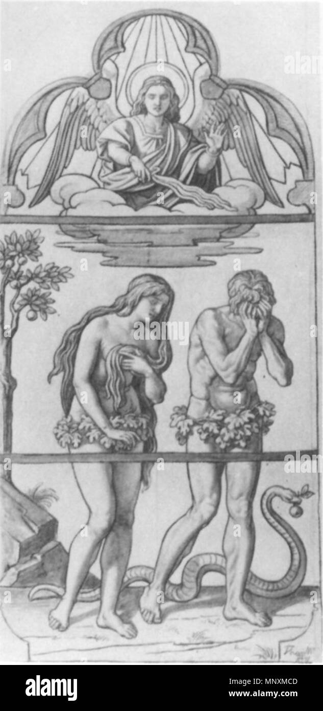 L'expulsion du Jardin d'Eden . Plan pour le vitrail de l'Église Ferencváros . 1879. 1167 Expulsion de 1879 Banque D'Images