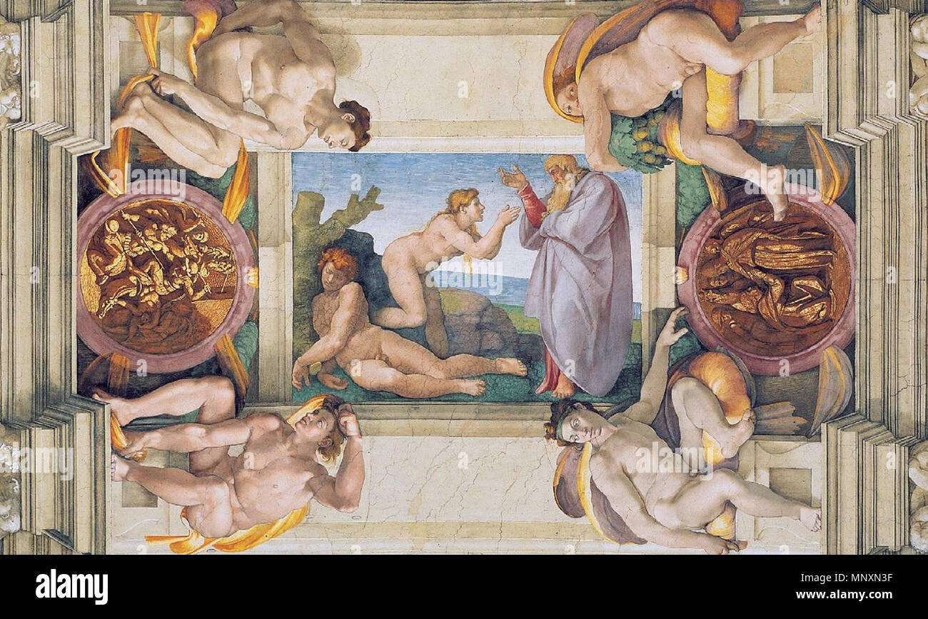 . Anglais : plafond de la chapelle Sixtine. Entre 1508 et 1512. Michelangelo 1171 La création d'Ève (1) Banque D'Images