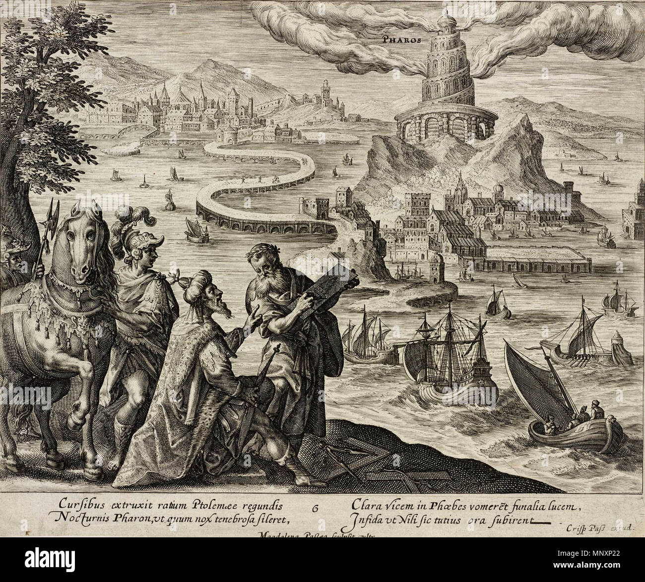 . Anglais : le phare d'Alexandrie par Magdalena van de Pasee . 1614. Magdalena van de Pasee 1176 Le phare d'Alexandrie par Magdalena van de Pasee Banque D'Images