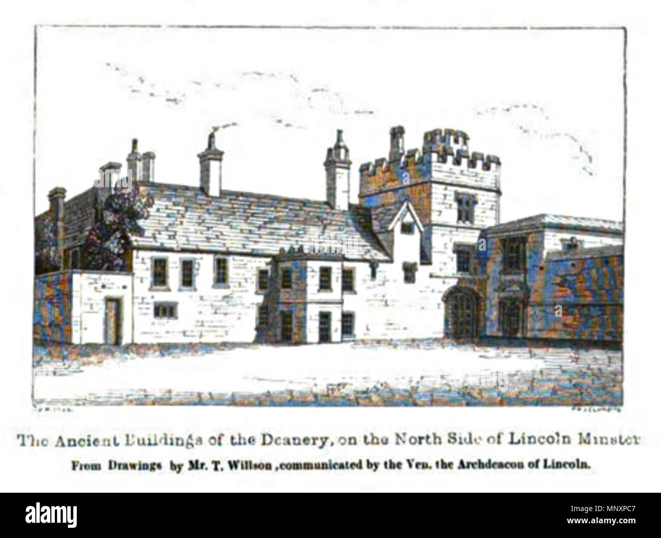 . English : The Old Deanery Lincoln avant de démolition en 1847 . 1848. T. G Willson 1178 l'ancien Doyenné Lincoln 02 Banque D'Images