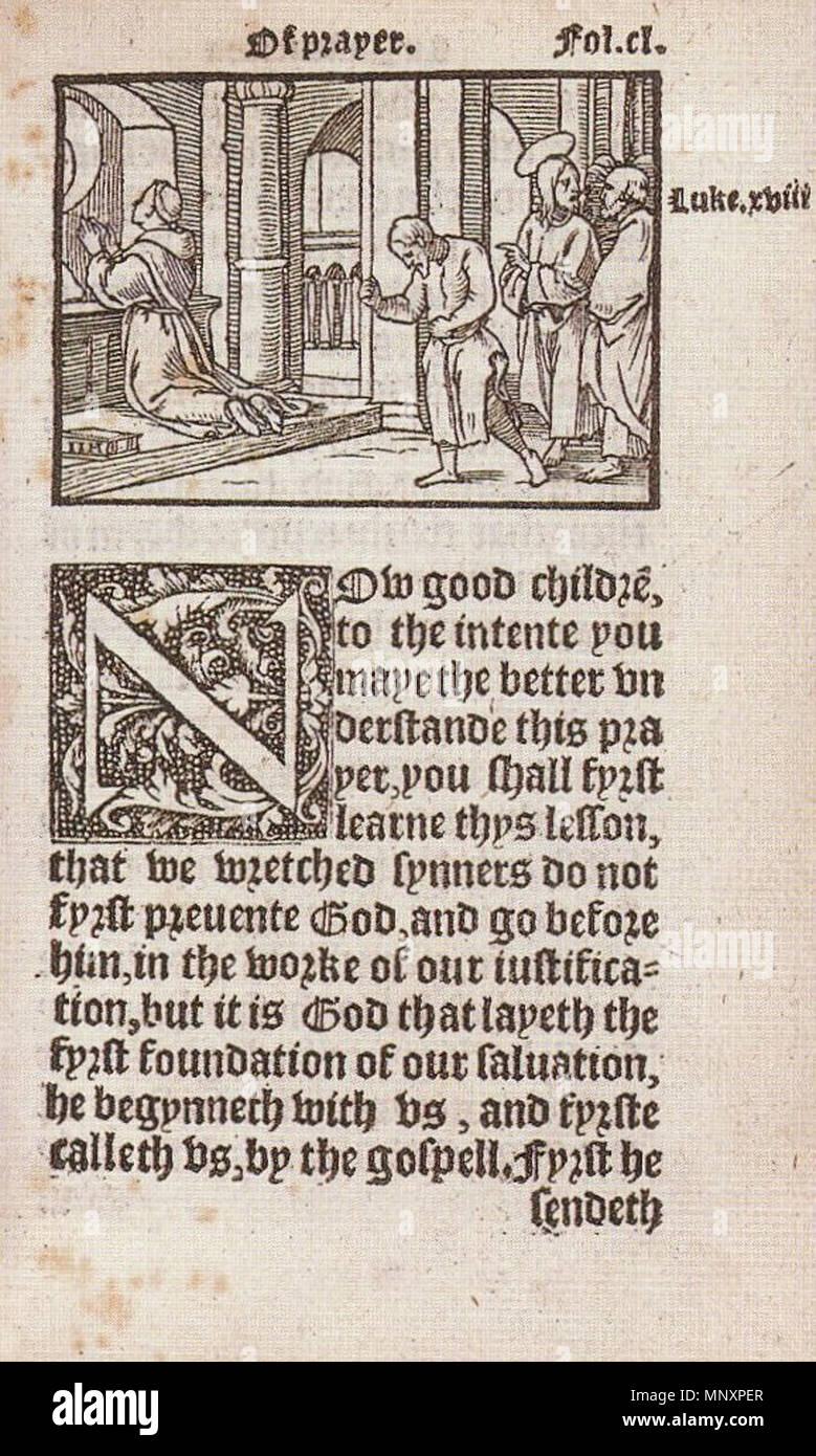 . Anglais : Le pharisien et le publicain, publié dans Thomas Cranmer's Catechismus. Gravure sur bois, 4,2 × 4,9 cm, British Museum, Londres. L'un d'un groupe d'impressions relatives à la dissolution des monastères au cours de la Réforme anglaise. En chiffres les photos sont décrits comme des moines, à moins de situations flatteur. Les gravures sur bois ont été produits à une époque où les moines réformateurs parodié impitoyablement. c. 1538-40. Hans Holbein (1497/1498-1543) Noms alternatifs Hans Holbein der Jüngere Hans Holbein, peintre et dessinateur allemand Description Date de naissance/décès 1497 ou 1498 entre 7 octo Banque D'Images